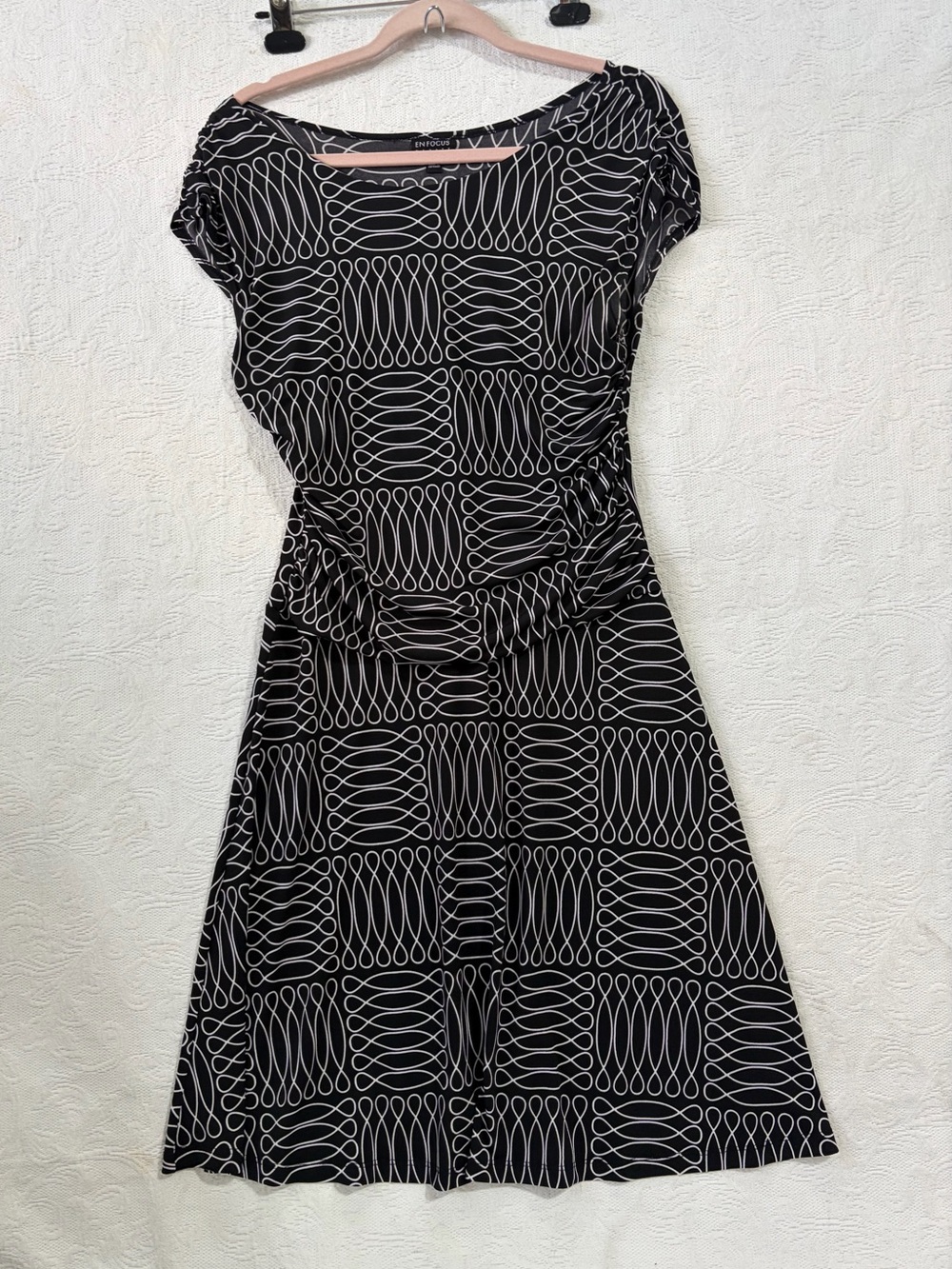 Enfocus Studio Black & White Geometric Midi Dress